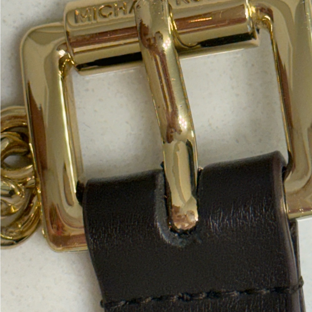Michael Kors Brown Belt with Gold Chain Accent - Picture 6 of 7